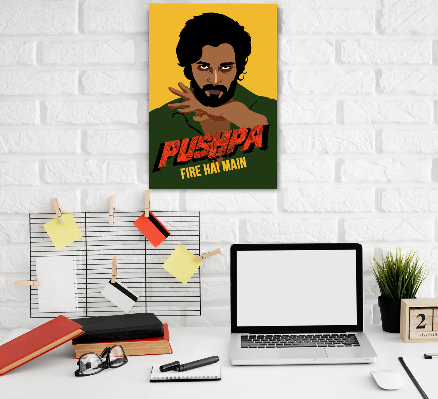 Pushpa Movie Allu Arjun Artwork Bollywood | Tollywood | Poster | Frame | Canvas