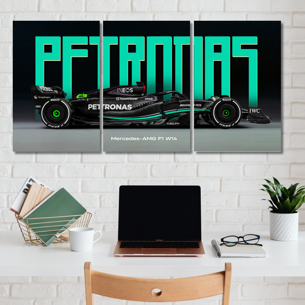 Mercedes-AMG F1 W14 Poster – 3 Panel Split Wall Art – 2023 Petronas Formula 1 Car