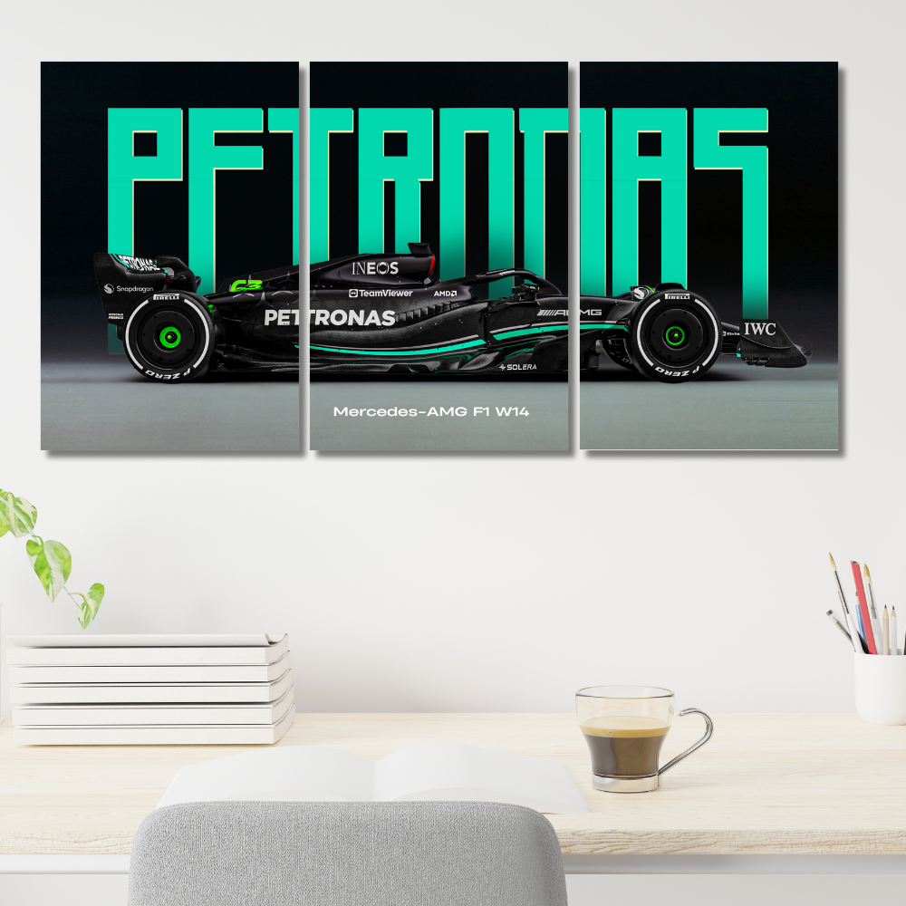 Mercedes-AMG F1 W14 Poster – 3 Panel Split Wall Art – 2023 Petronas Formula 1 Car