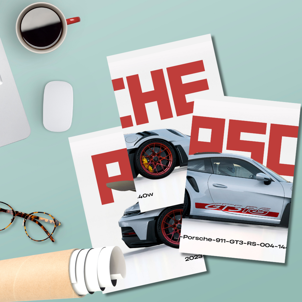 Porsche 911 GT3 RS 2023 Poster – Set of 3 Split Wall Poster – Track-Ready Sports Car