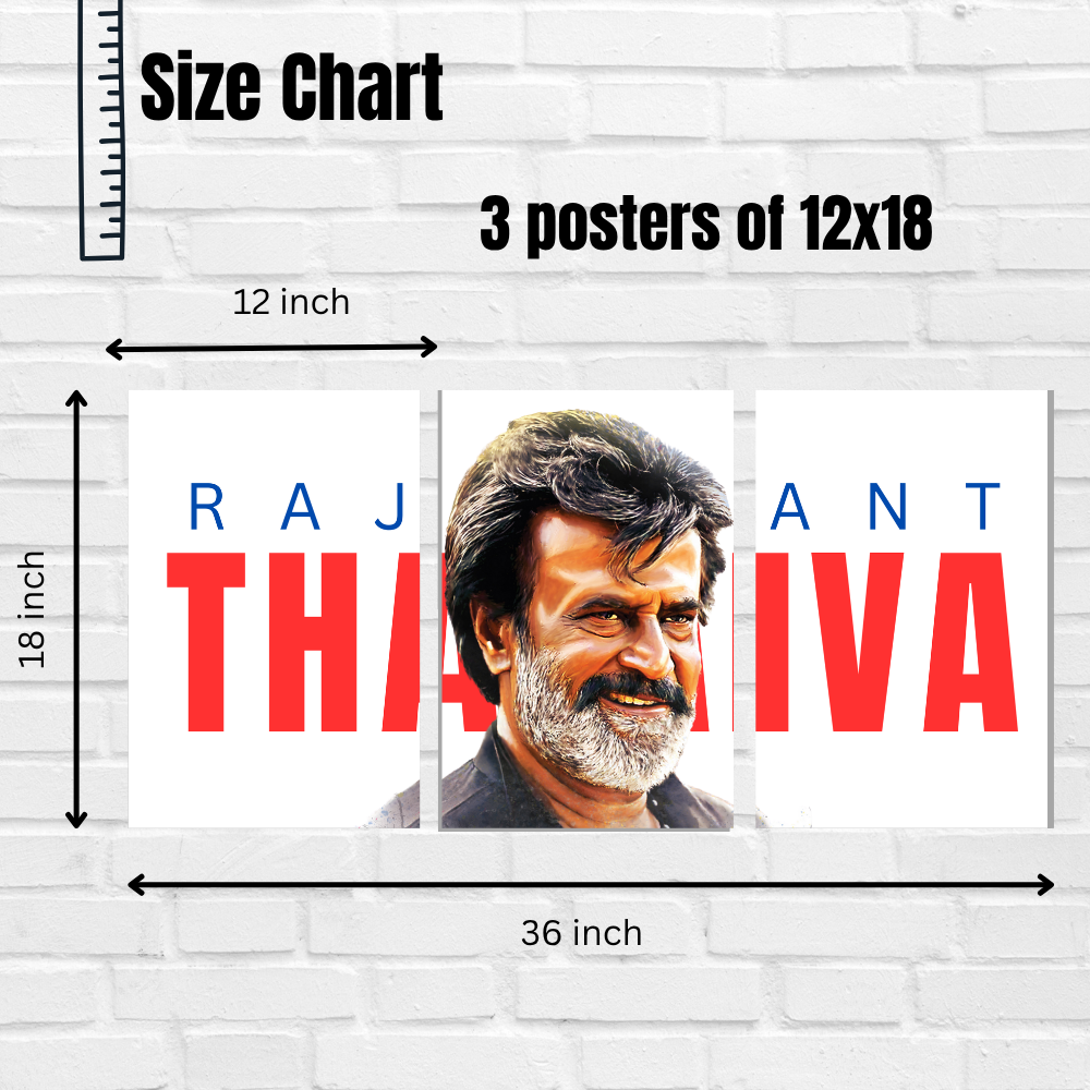 Rajinikanth Thalaiva 3-Piece Poster | South Indian Superstar Wall Art