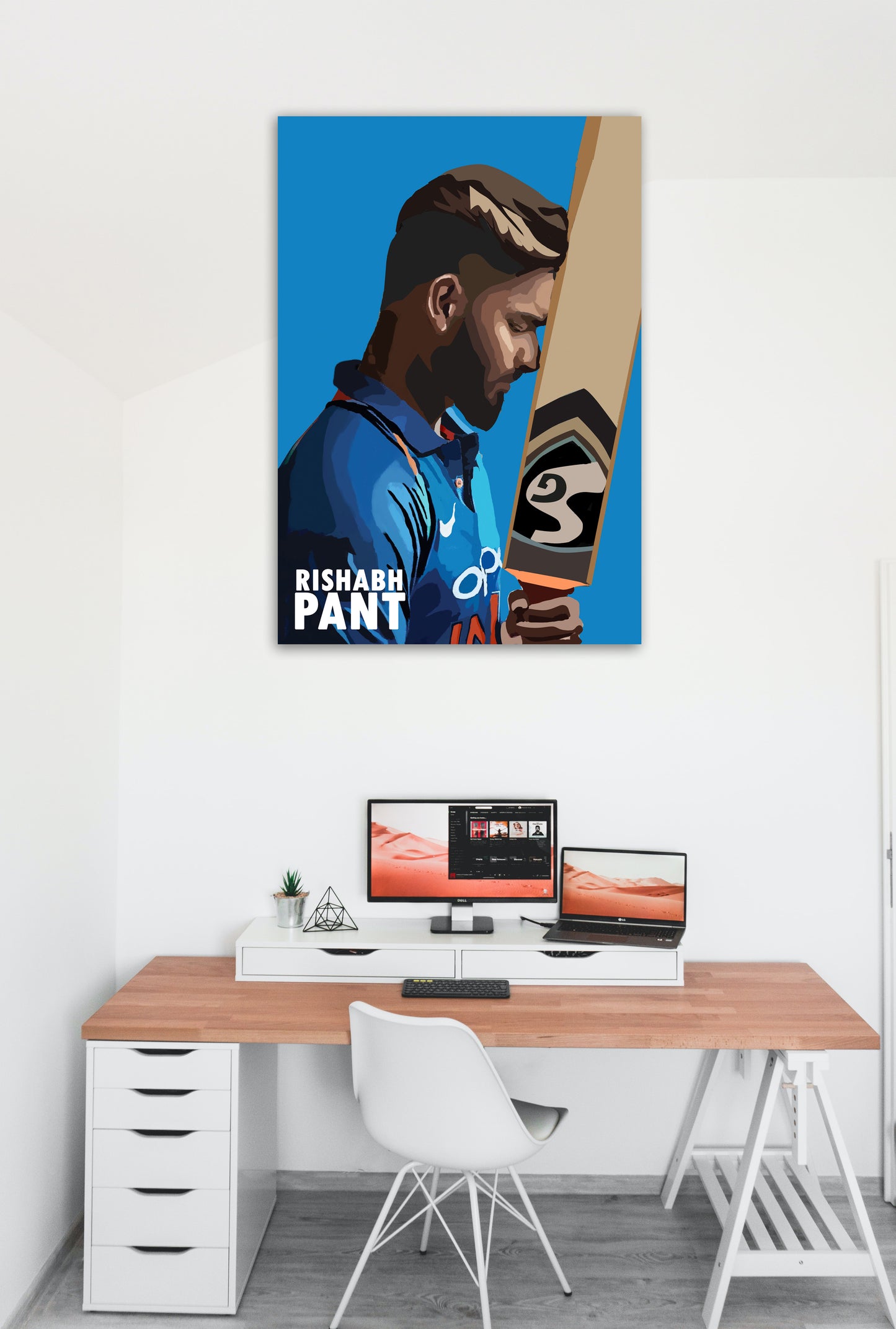 Rishabh Pant Artwork Cricket | Poster | Frame | Canvas
