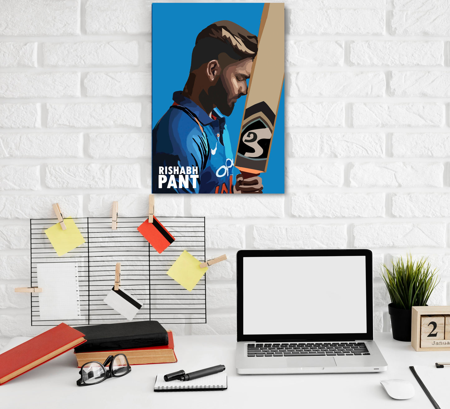 Rishabh Pant Artwork Cricket | Poster | Frame | Canvas