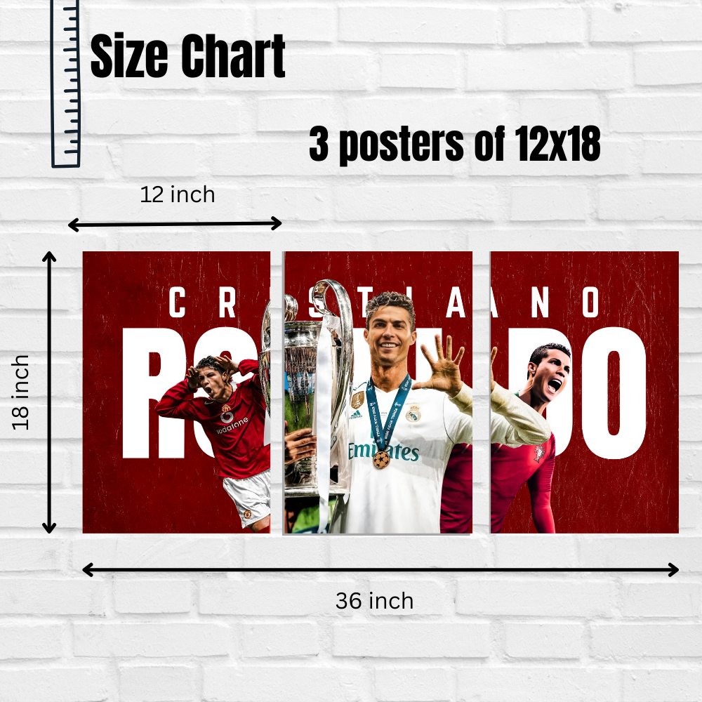 Cristiano Ronaldo Split Posters Set Of 3 For your Desk wall
