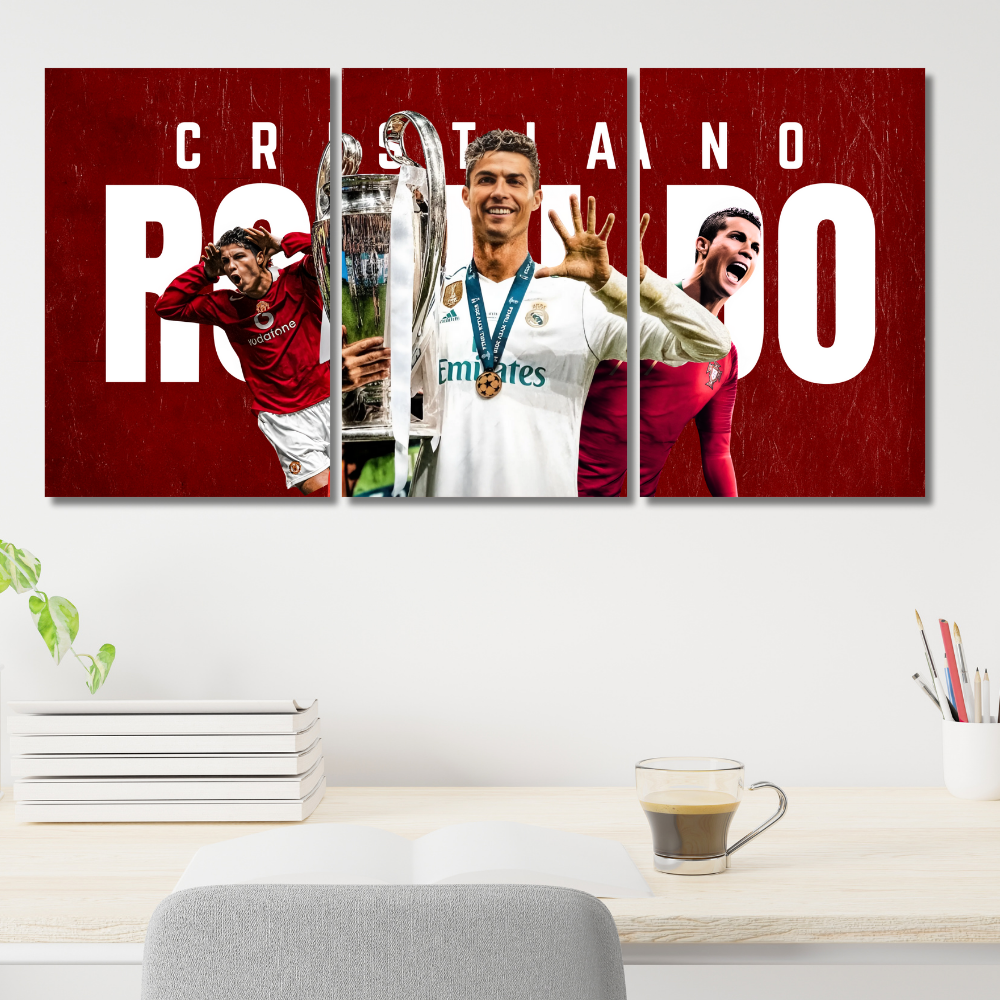Cristiano Ronaldo Split Posters Set Of 3 For your Desk wall