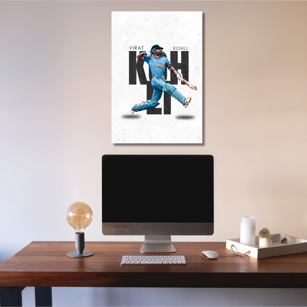 Cricketer Virat Kohli Poster Cricket Players Motivational Poster, Players Photo posters For wall decor, room decoration home bedroom living room Paintings Hostel Frame | Frames | Framed