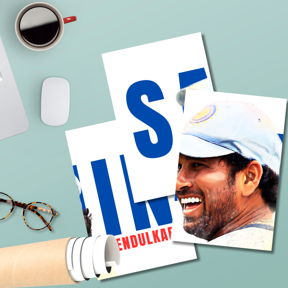 Sachin Tendulkar 3 Split Poster – Cricket Legend Wall Art for Fans & Collectors