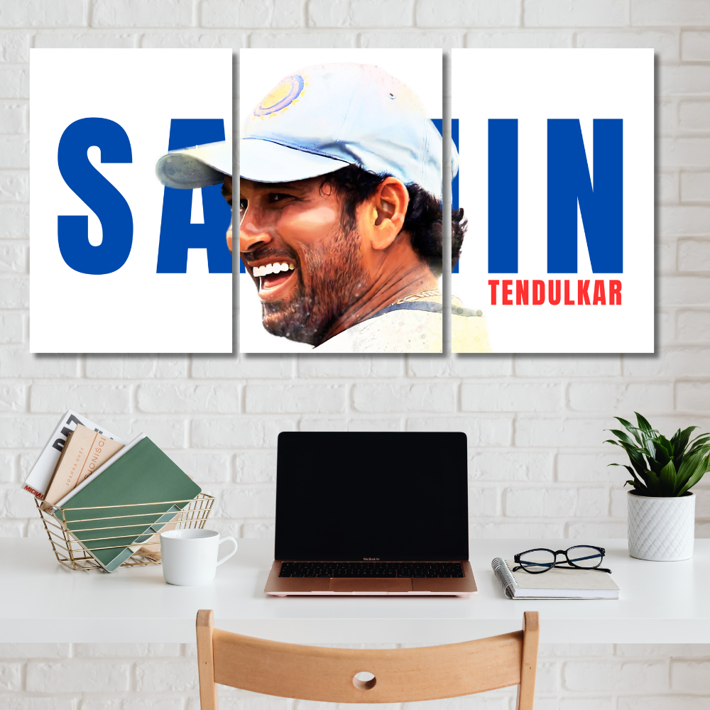 Sachin Tendulkar 3 Split Poster – Cricket Legend Wall Art for Fans & Collectors