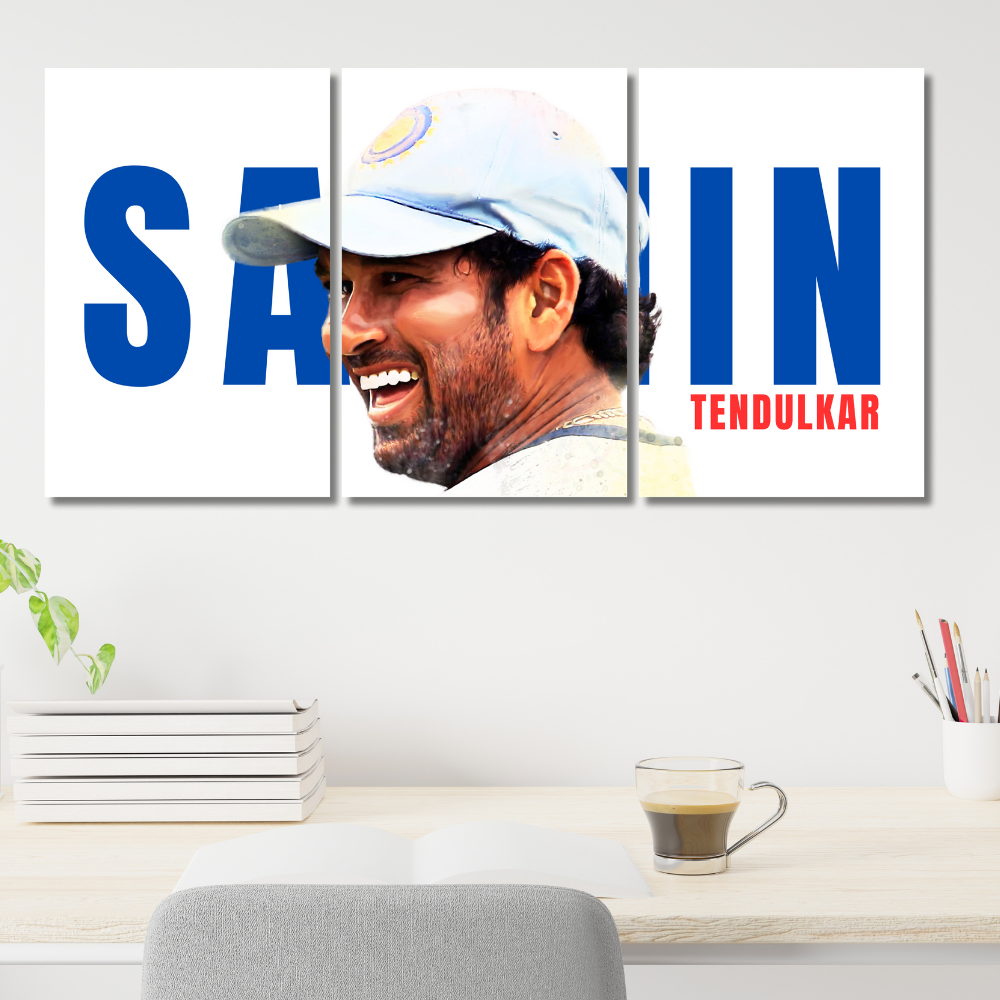 Sachin Tendulkar 3 Split Poster – Cricket Legend Wall Art for Fans & Collectors
