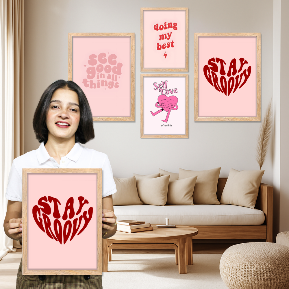 Good Hope Set of 4 Aesthetic Wall Posters for Girls Aesthetic Framed Posters 12x18 & 10x13 Inch Framed Combo for Kitchen, Living Room, or Kids Room Home Decoration, Living Room, Bedroom, hall, and Office Wall Decoration Classic Aesthetic Decor