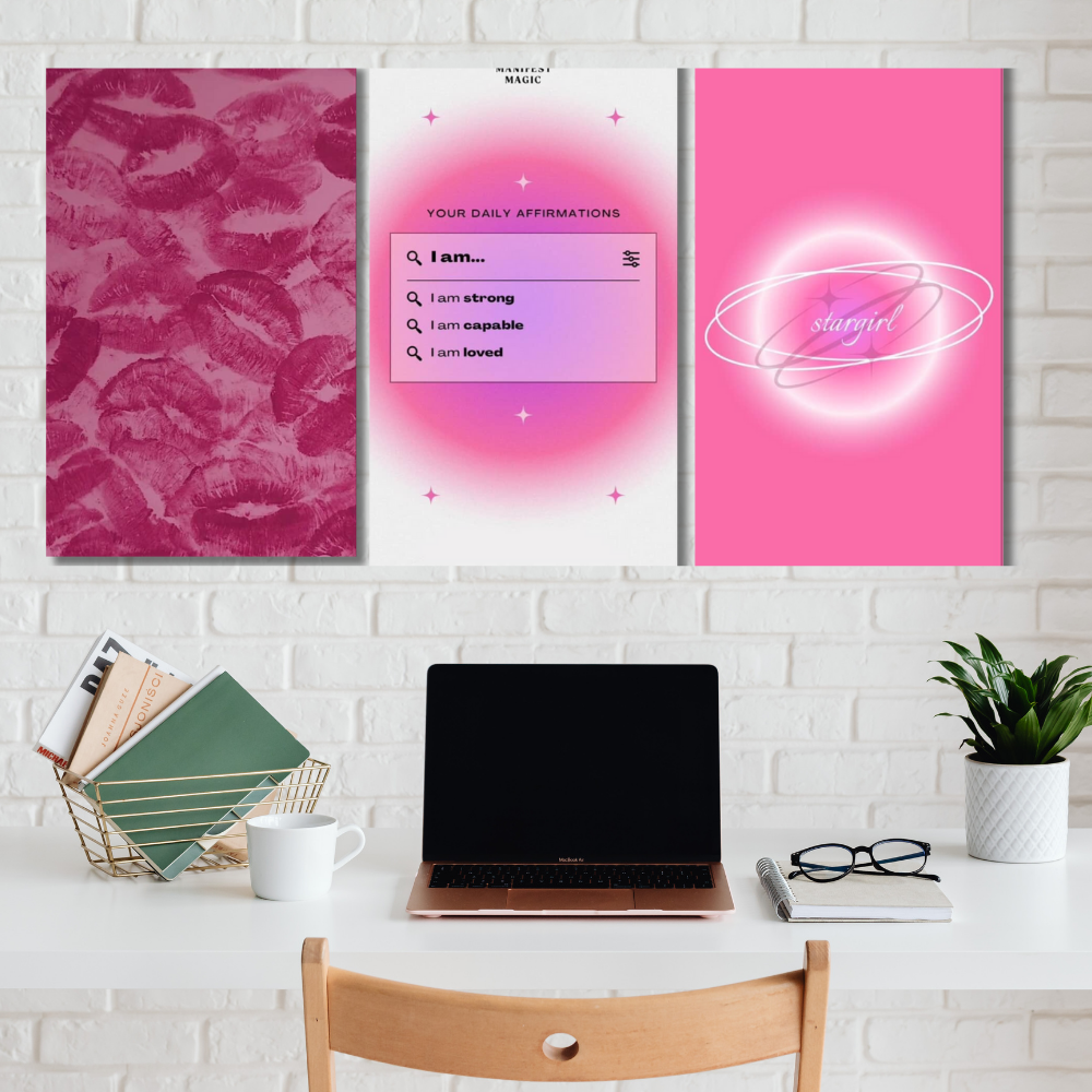 Strong Girl Poster Set âSet of 3 Split Poster Aesthetic Wall Art â âDaily Affirmationsâ, âStargirlâ,