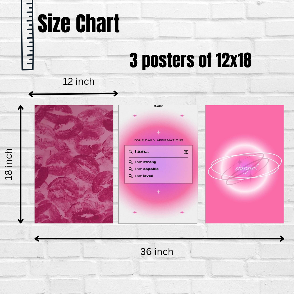 Strong Girl Poster Set âSet of 3 Split Poster Aesthetic Wall Art â âDaily Affirmationsâ, âStargirlâ,