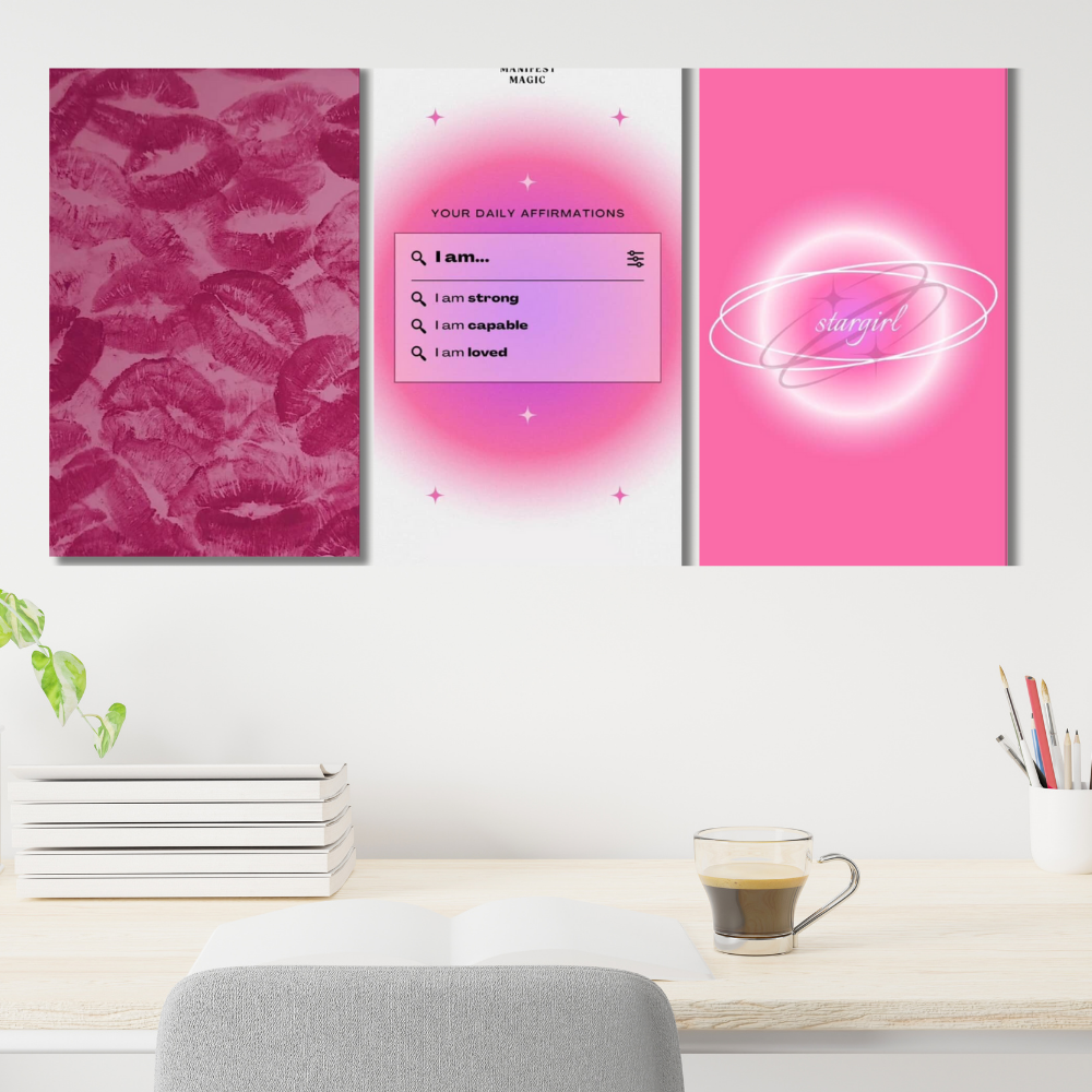 Strong Girl Poster Set âSet of 3 Split Poster Aesthetic Wall Art â âDaily Affirmationsâ, âStargirlâ,