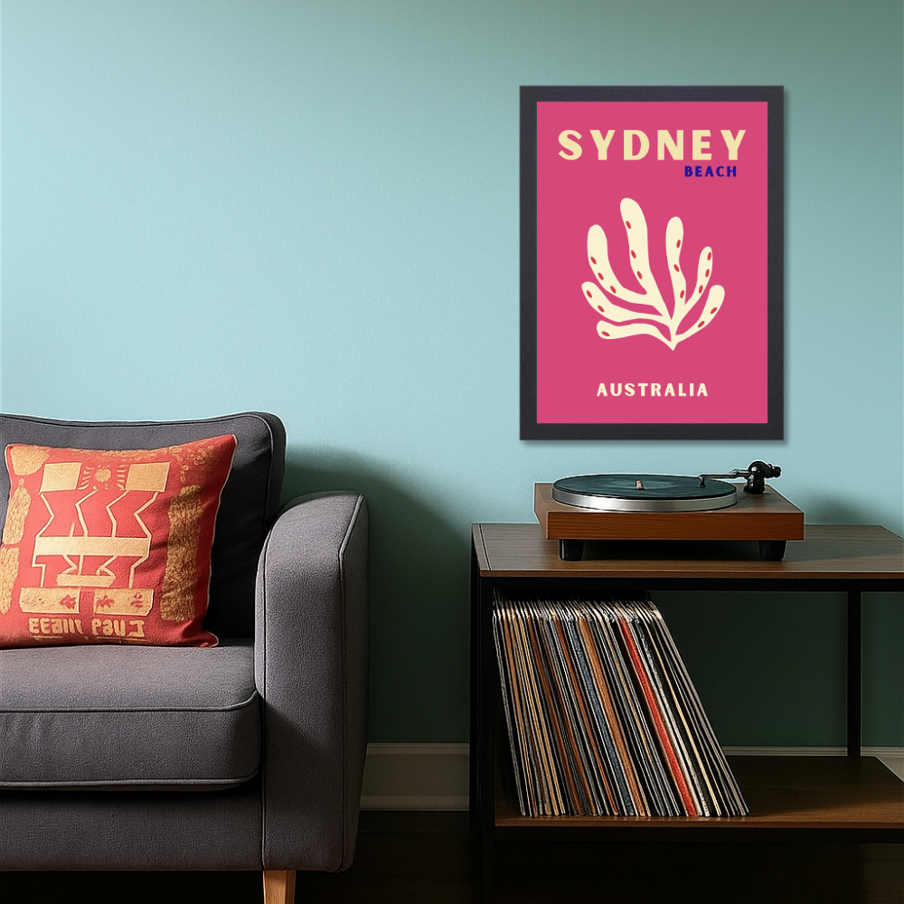 Traveling Theme wall Frame, Wall Frames for Living Room, Framed Travel Photo Frames for wall decor, Travel Frame for wall decor, room decor, Hostels, Hotels, Restraunts Sydney Beach Wall Art