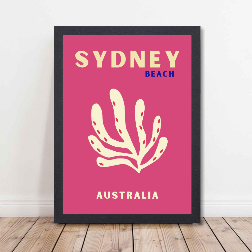 Traveling Theme wall Frame, Wall Frames for Living Room, Framed Travel Photo Frames for wall decor, Travel Frame for wall decor, room decor, Hostels, Hotels, Restraunts Sydney Beach Wall Art