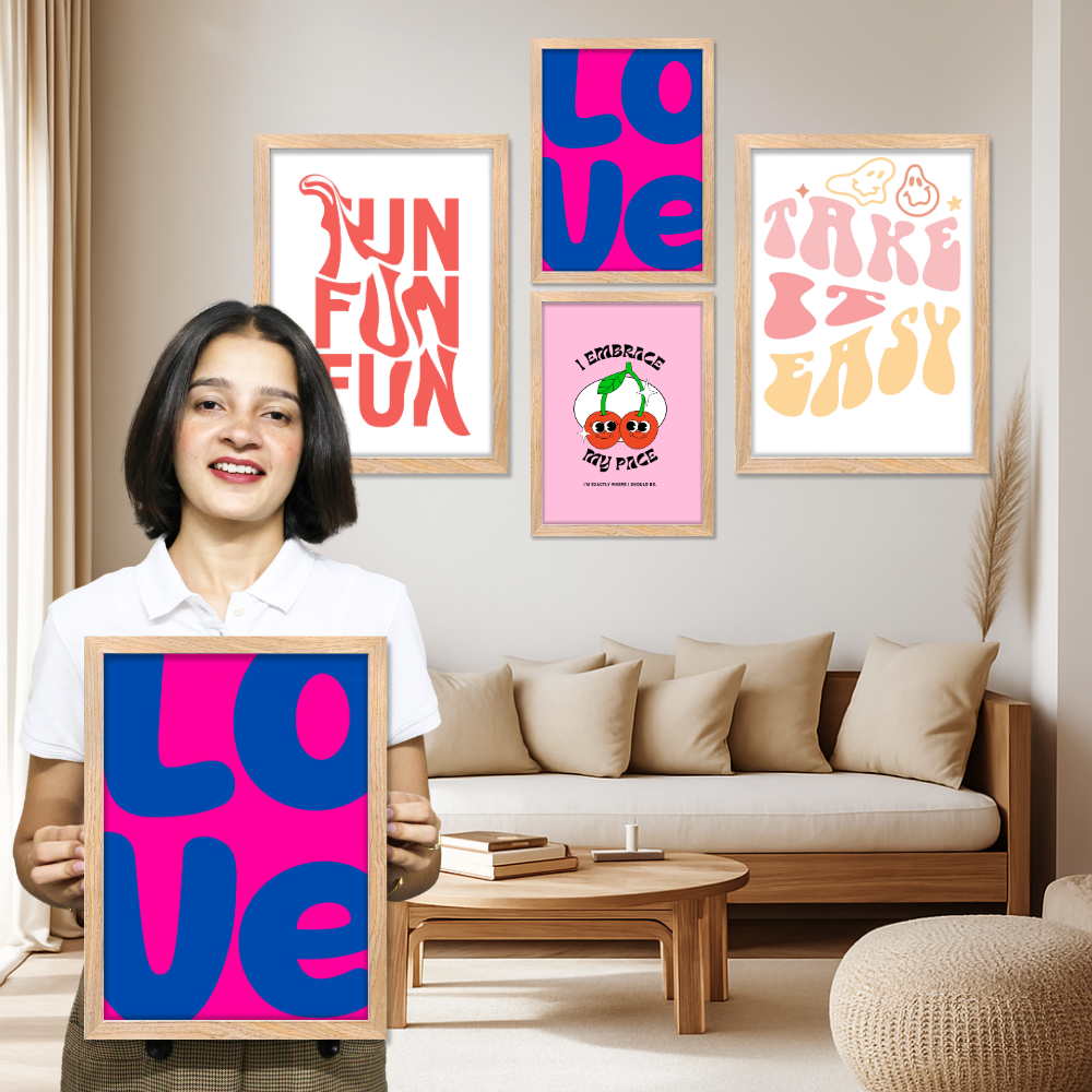 Good Hope Set of 4 Aesthetic Wall Posters for Girls Home Decor – Aesthetic Framed Combo in 2 Sizes – 12x18 & 10x13 Inch