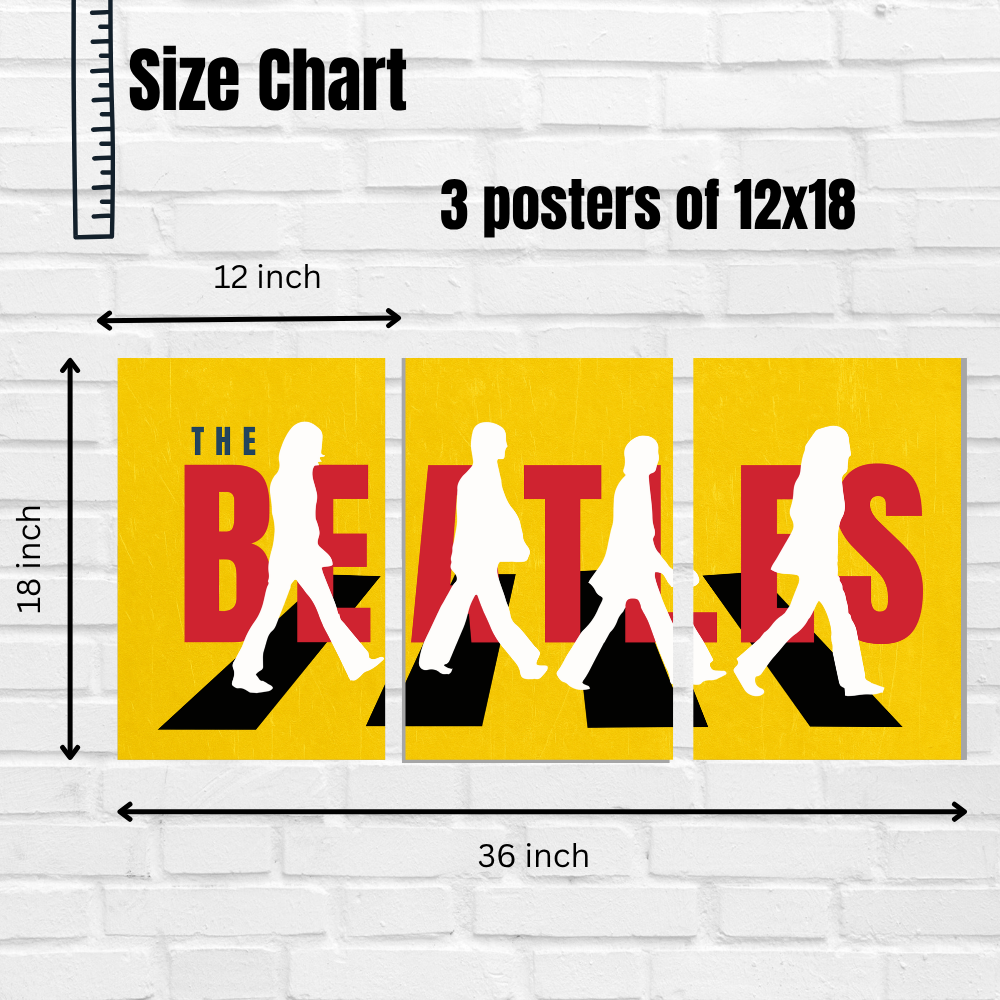 The Beatles Abbey Road 3-Piece Poster Iconic Band Wall Art