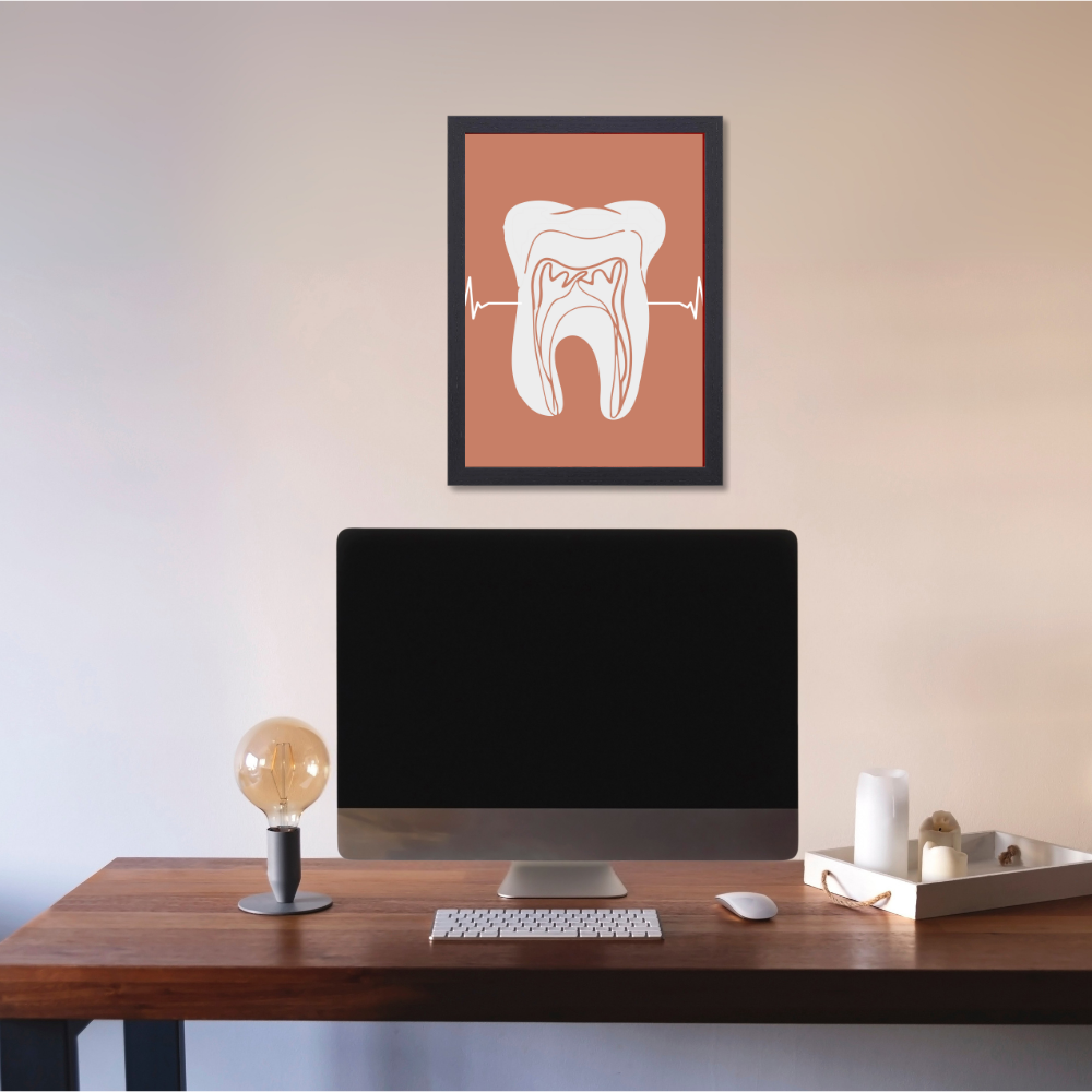 Dentist Funny Quote Wall Frames for Dental Clini, Photo Frame for Hospital With Hanging Hook | Brush Framed oster Pictures for Wall Decoration Dental Art Print – Tooth Anatomy Line Illustration Black Frame