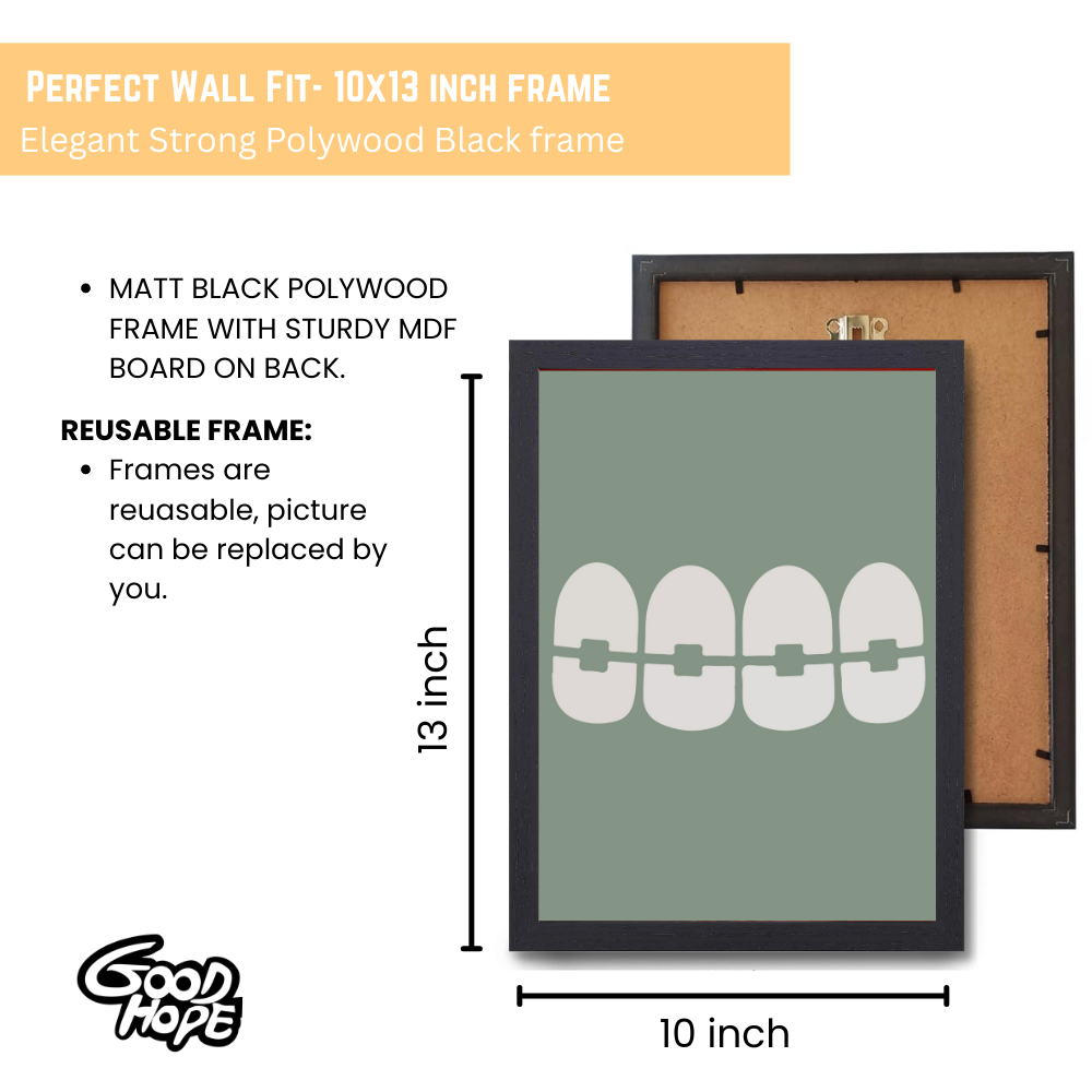Dentist Funny Quote Wall Frames for Dental Clinic, Photo Frame for Hospital With Hanging Hook | Brush Framed oster Pictures for Wall Decoration Dental Braces Wall Art Frame | Modern Orthodontic Decor for Clinics & Offices