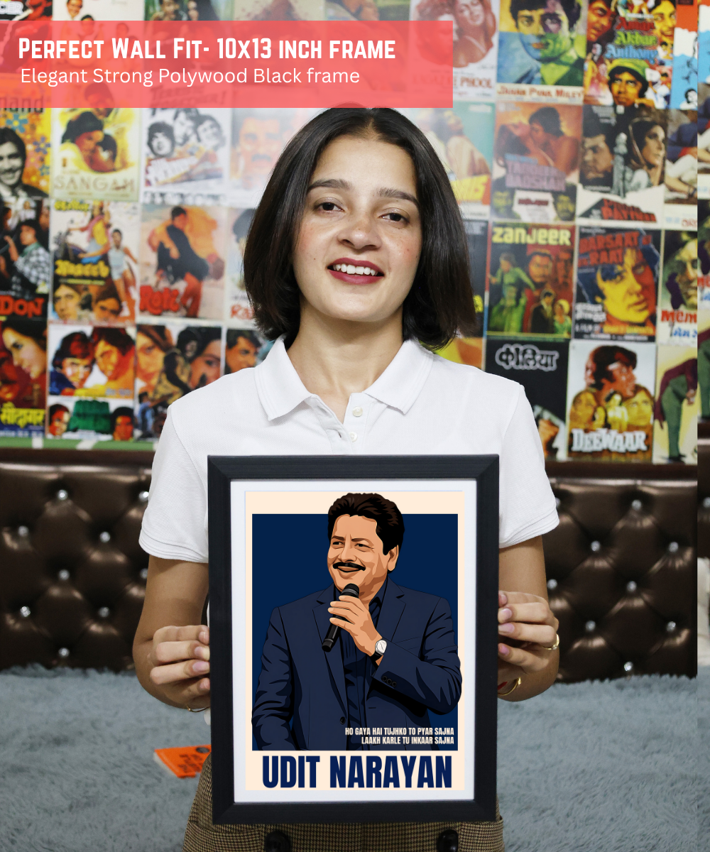 Udit Narayan Poster – Bollywood Playback Singer Wall Art – Framed | Canvas | Poster Print
