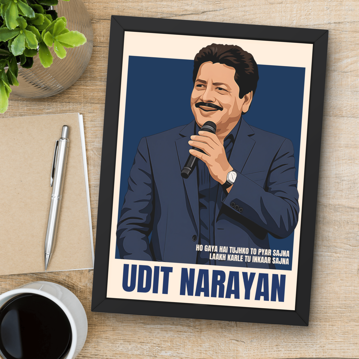 Udit Narayan Poster – Bollywood Playback Singer Wall Art – Framed | Canvas | Poster Print