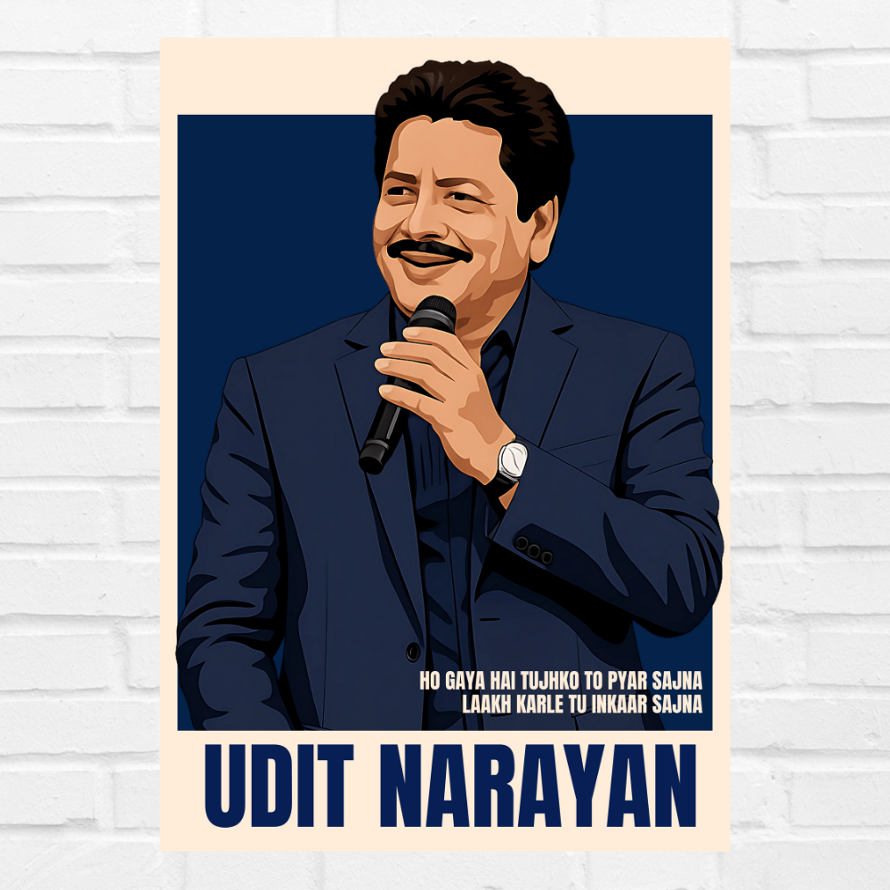 Udit Narayan Poster – Bollywood Playback Singer Wall Art – Framed | Canvas | Poster Print