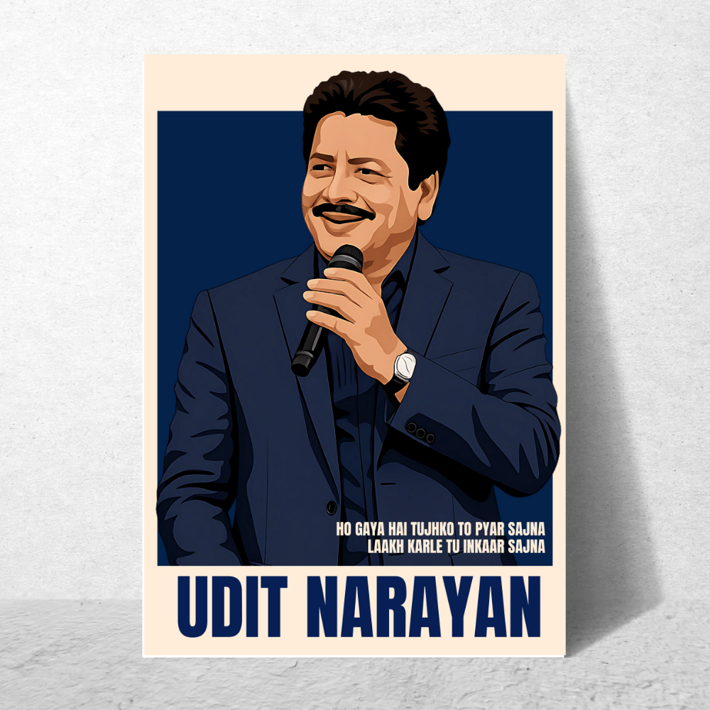 Udit Narayan Poster – Bollywood Playback Singer Wall Art – Framed | Canvas | Poster Print