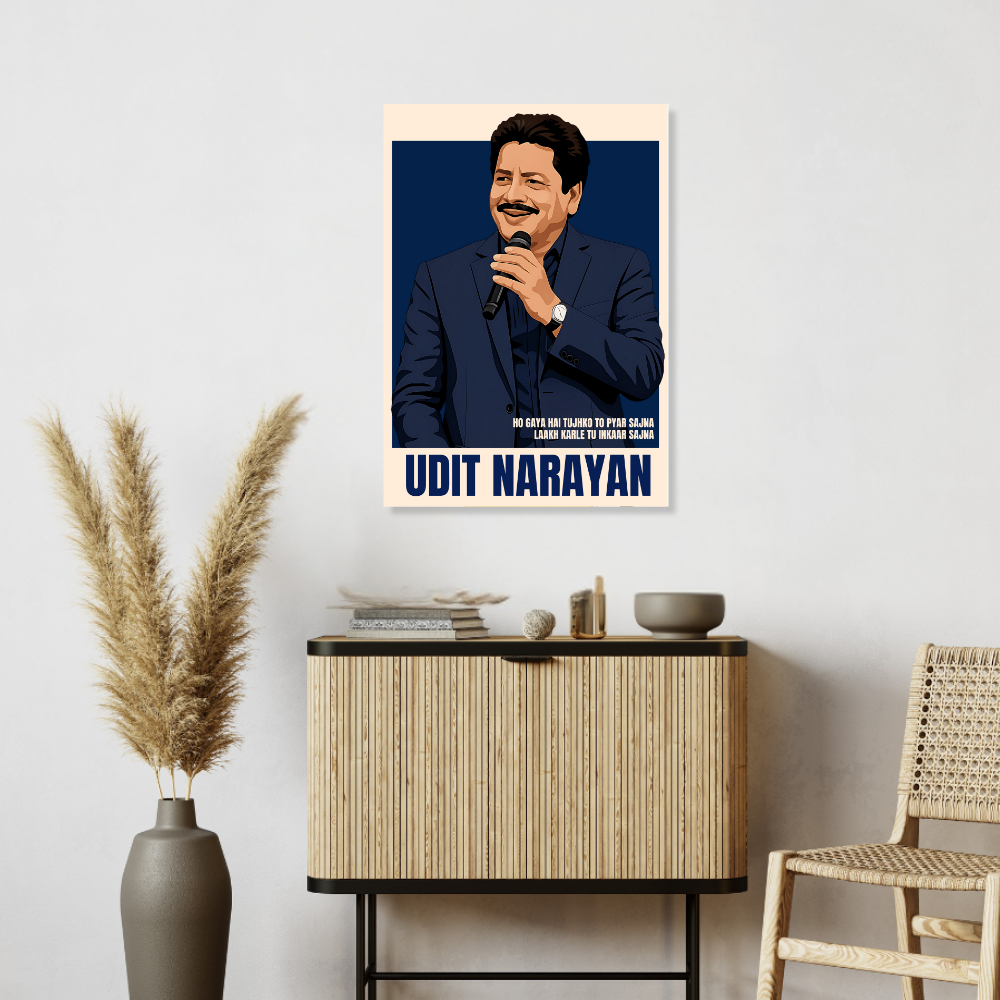 Udit Narayan Poster – Bollywood Playback Singer Wall Art – Framed | Canvas | Poster Print