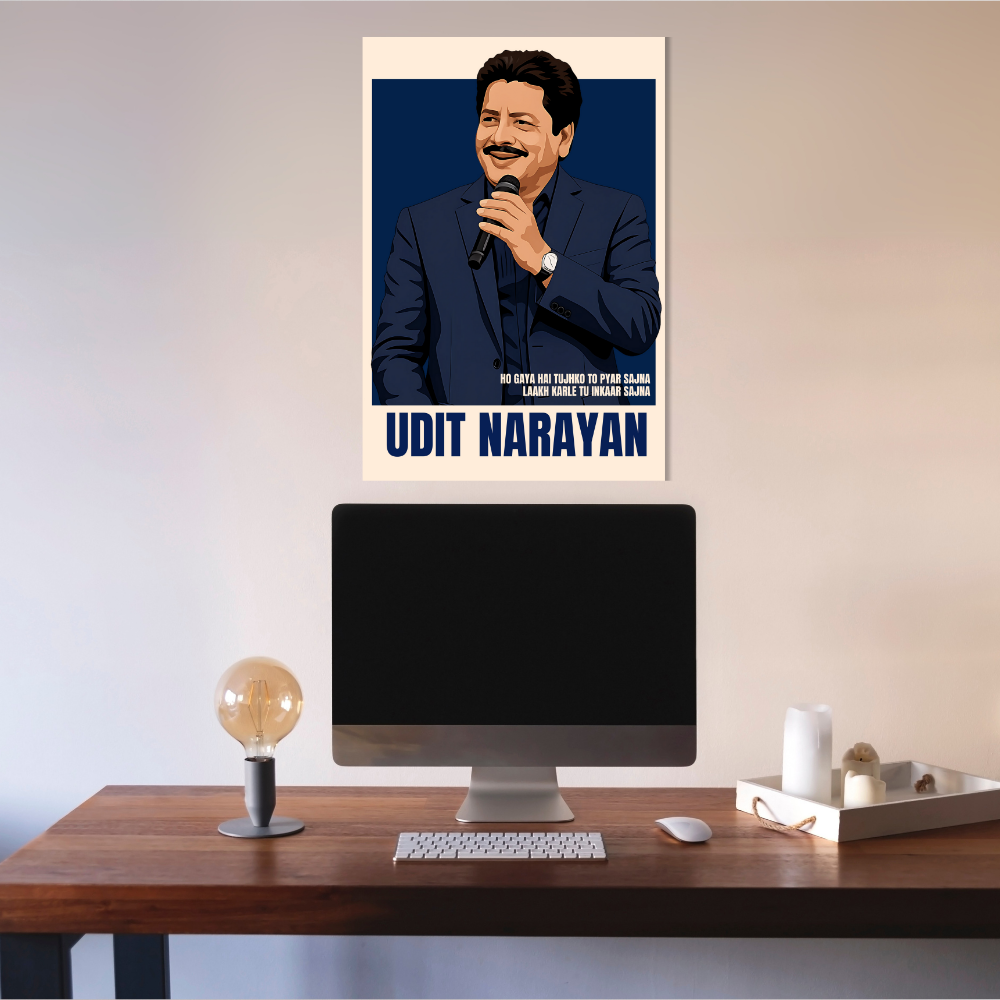 Udit Narayan Poster – Bollywood Playback Singer Wall Art – Framed | Canvas | Poster Print