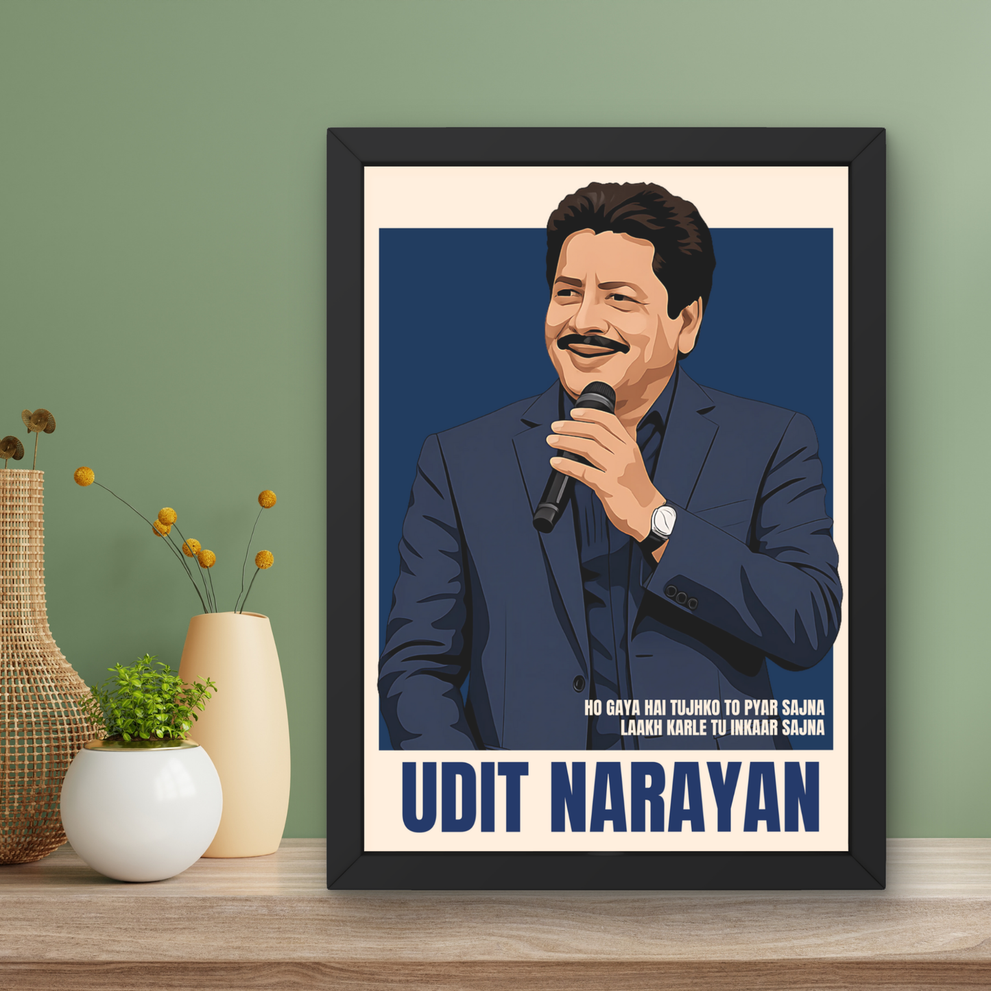 Udit Narayan Poster – Bollywood Playback Singer Wall Art – Framed | Canvas | Poster Print