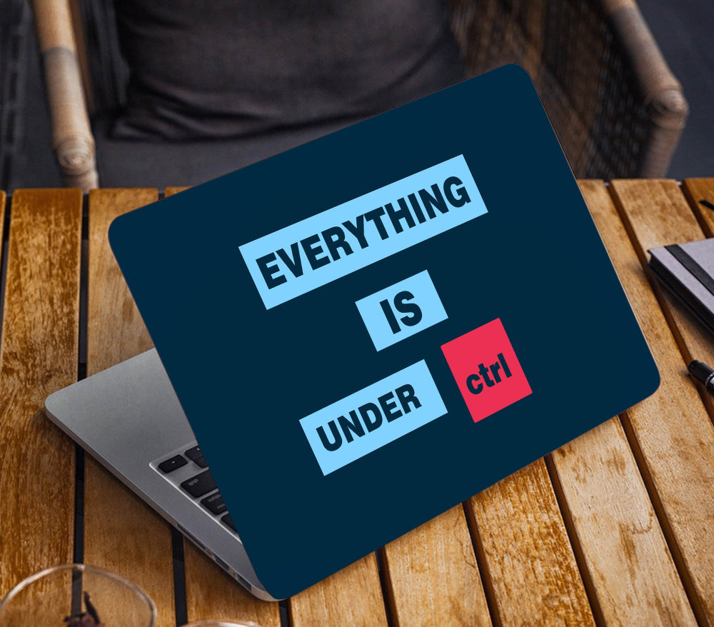 Under Ctrl Inspiring Quote Matte Finish Blue & Red Color Waterproof Laptopskin
