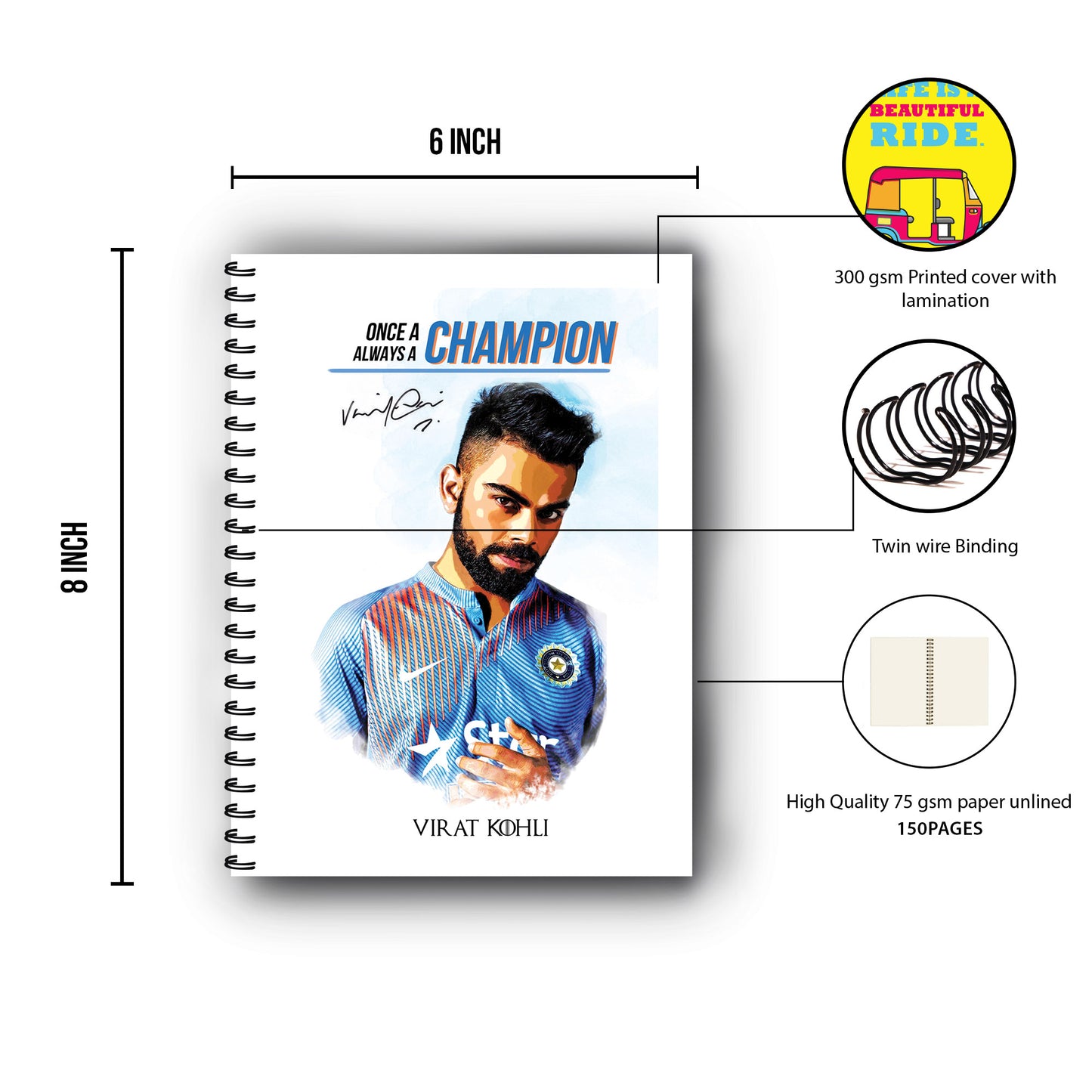 Virat Kohli Printed Notebook
