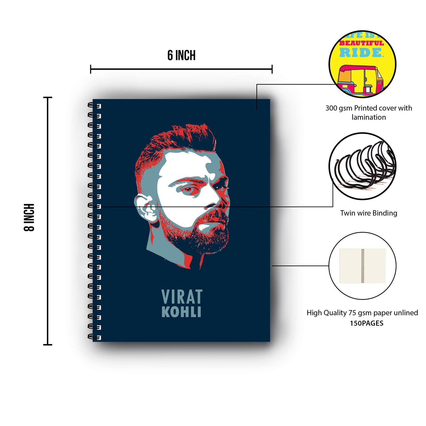 Virat Kohli Printed Notebook
