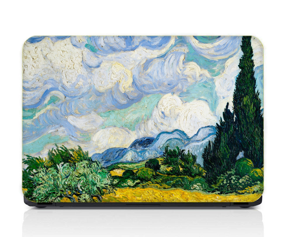 Van Gogh Inspired Starry Sky Landscape Painterly Texture Waterproof Laptopskin