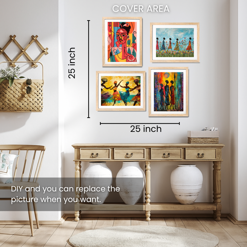 Good Hope Set of 4 Frame Vangogh Wall Art Paintings for Home Decoration, Living Room, Bedroom, Kitchen, and Office Wall Decoration Classic Aesthetic Wood Art