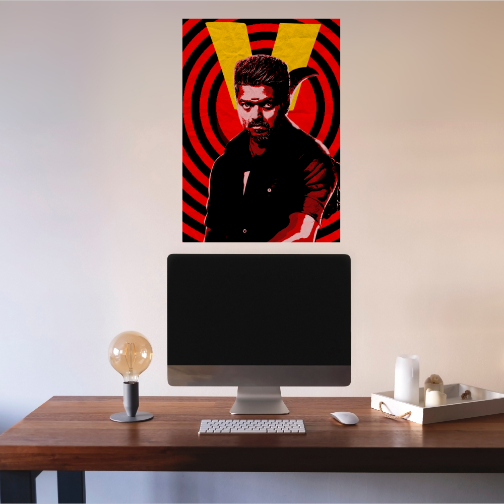 Actor Vijay Frame Poster, Tamil Movie Framed Poster, Tamil Movie Posters, Tamil Actors Posters for wall decor, room decor, Living aera, Dining hall Tamil Cinema wall