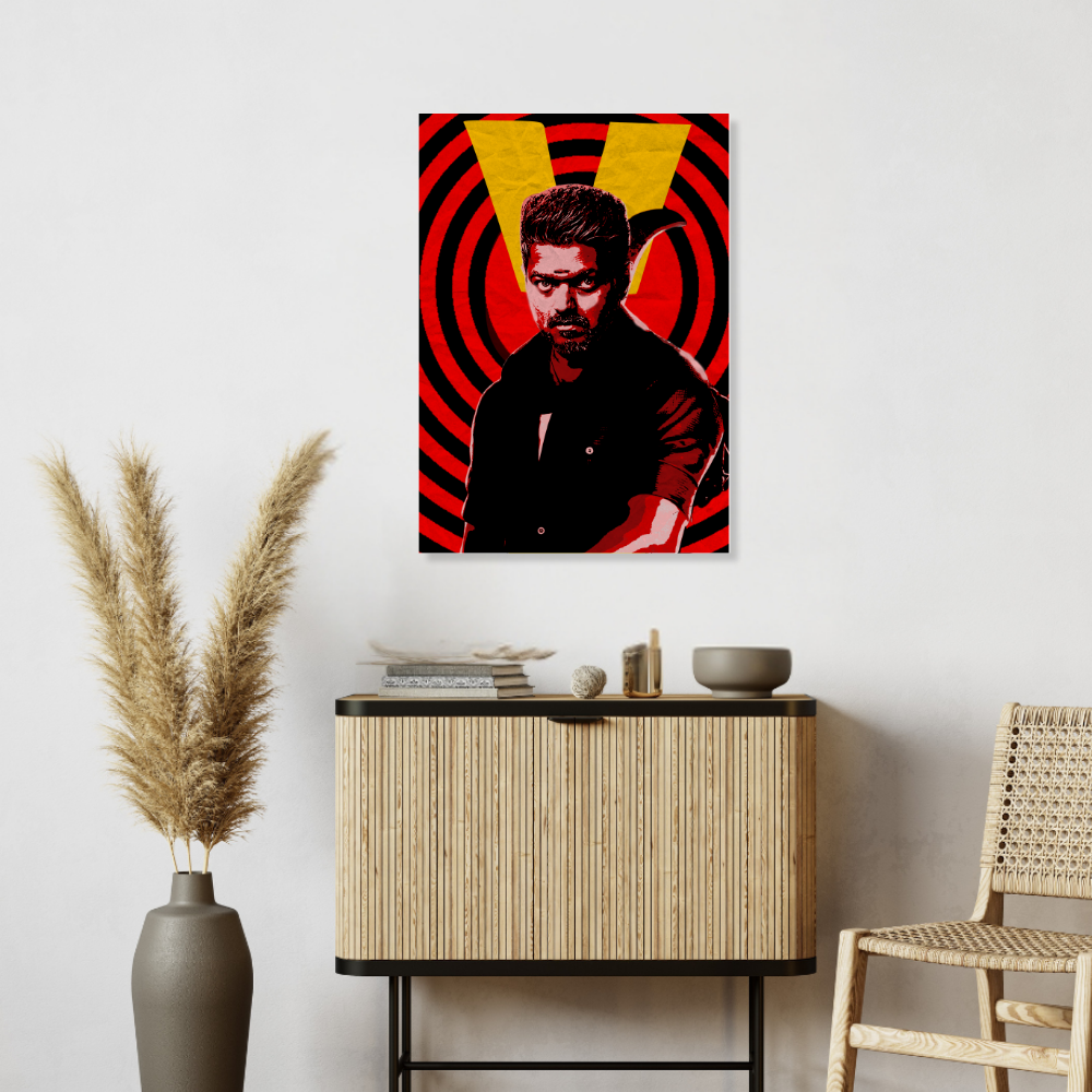 Actor Vijay Frame Poster, Tamil Movie Framed Poster, Tamil Movie Posters, Tamil Actors Posters for wall decor, room decor, Living aera, Dining hall Tamil Cinema wall