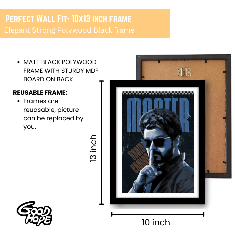 Actor Vijay Frame Poster, Tamil Movie Framed Poster, Tamil Movie Posters, Vijay Master Actors Posters for wall decor, om decor, Living aera, Dining hall Tamil Cinema wall