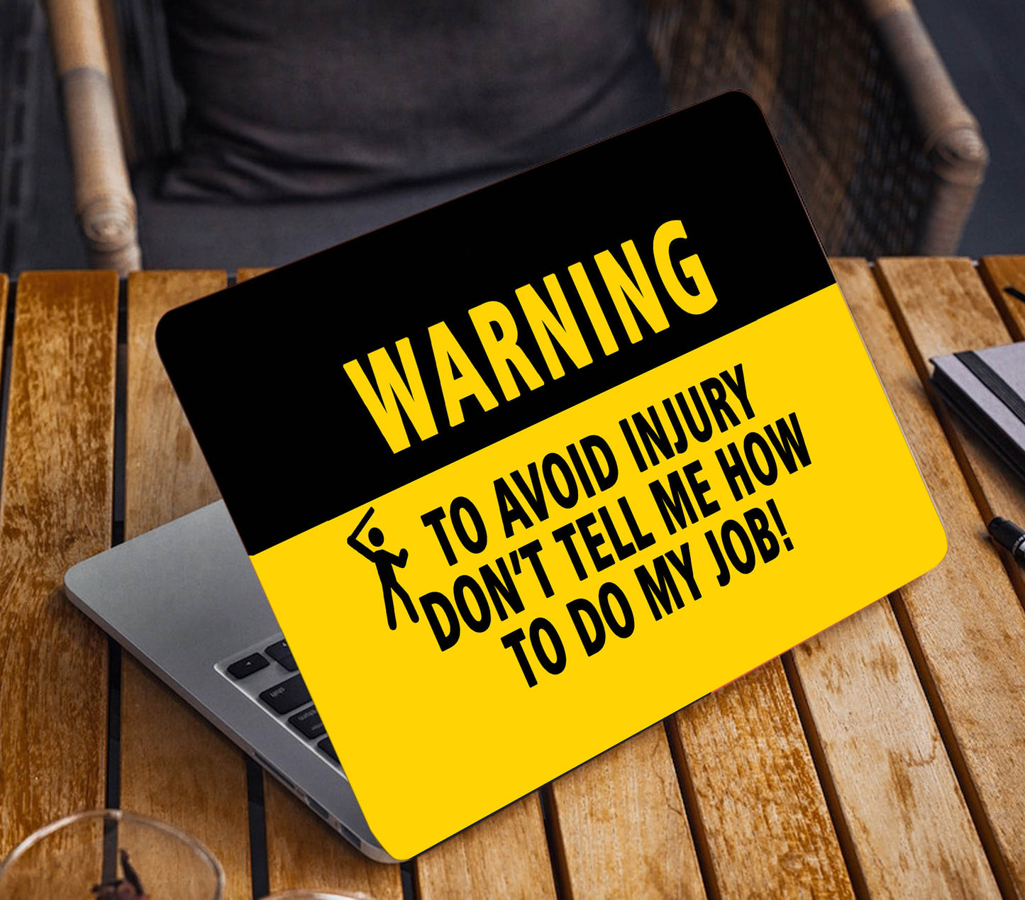 Warning Injury Skin Vinyl, No Bubble, Multicolor 11.6"- 15.6" inch Laptop