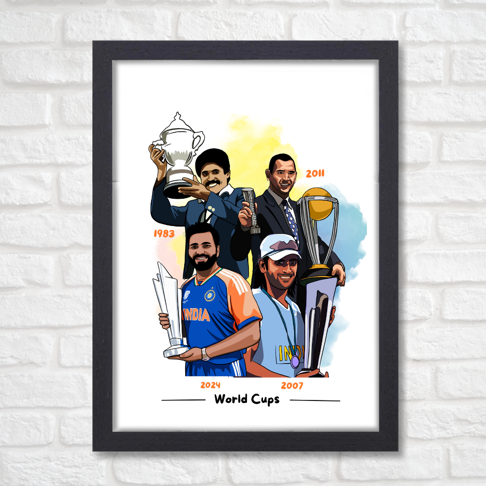 Indian Cricket Players Poster Combo Posters For wall decoration home bedroom living room Paintings Hostel Boys Ideal Gift For Cricket Fans Indian Cricketers Dhoni, Kohli, Yuvraj Singh, Rohit Sharma, Hardik Pandya Painting with frame or without frame