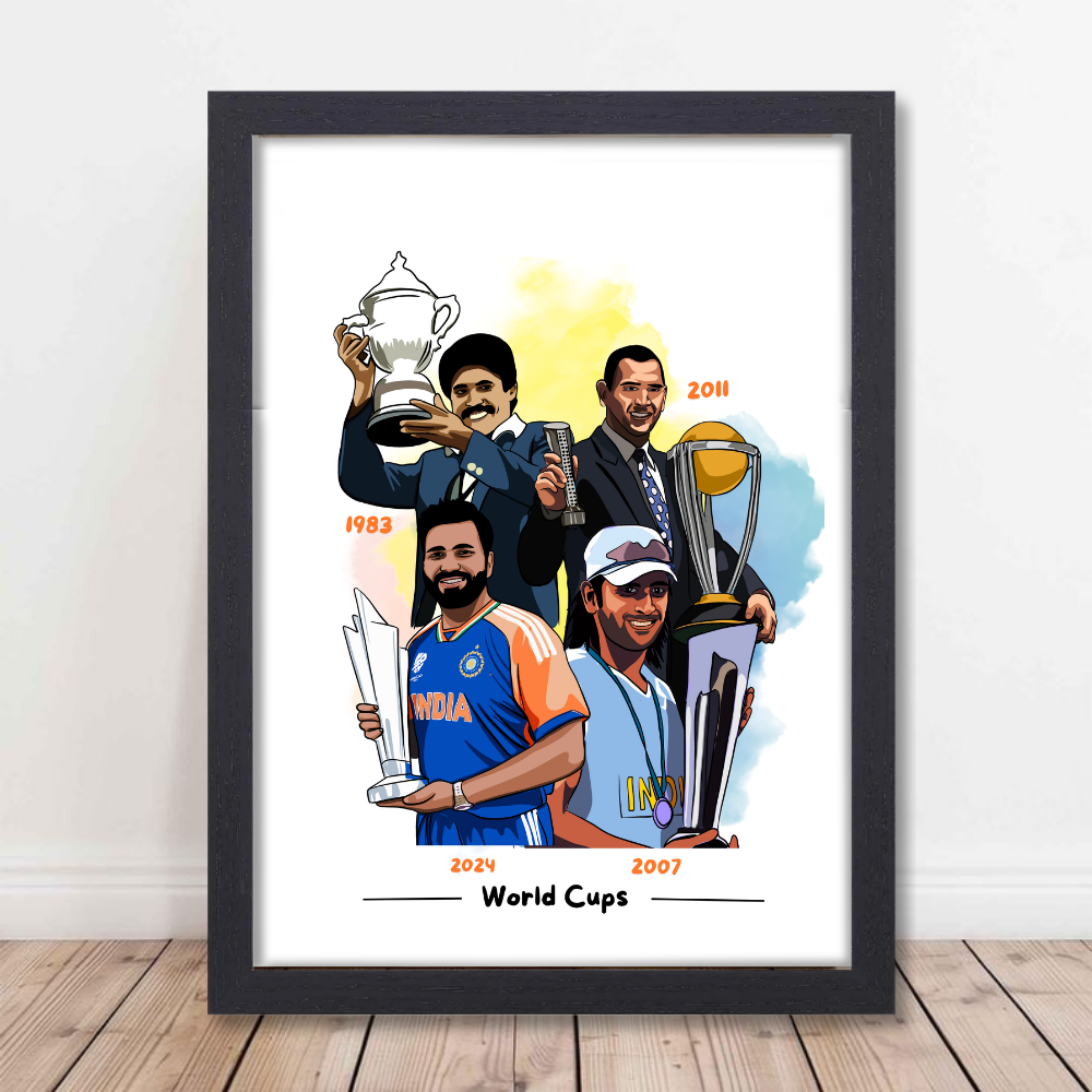 Indian Cricket Players Poster Combo Posters For wall decoration home bedroom living room Paintings Hostel Boys Ideal Gift For Cricket Fans Indian Cricketers Dhoni, Kohli, Yuvraj Singh, Rohit Sharma, Hardik Pandya Painting with frame or without frame