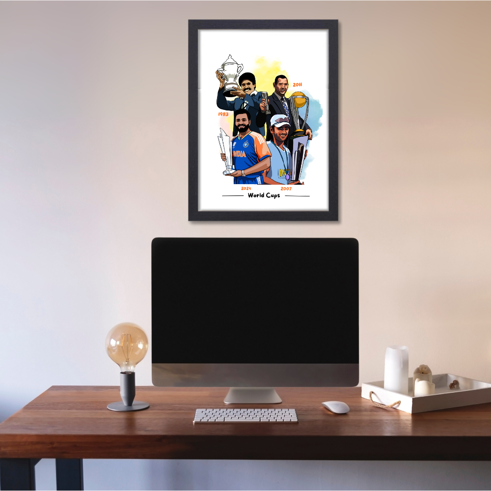 Indian Cricket Players Poster Combo Posters For wall decoration home bedroom living room Paintings Hostel Boys Ideal Gift For Cricket Fans Indian Cricketers Dhoni, Kohli, Yuvraj Singh, Rohit Sharma, Hardik Pandya Painting with frame or without frame