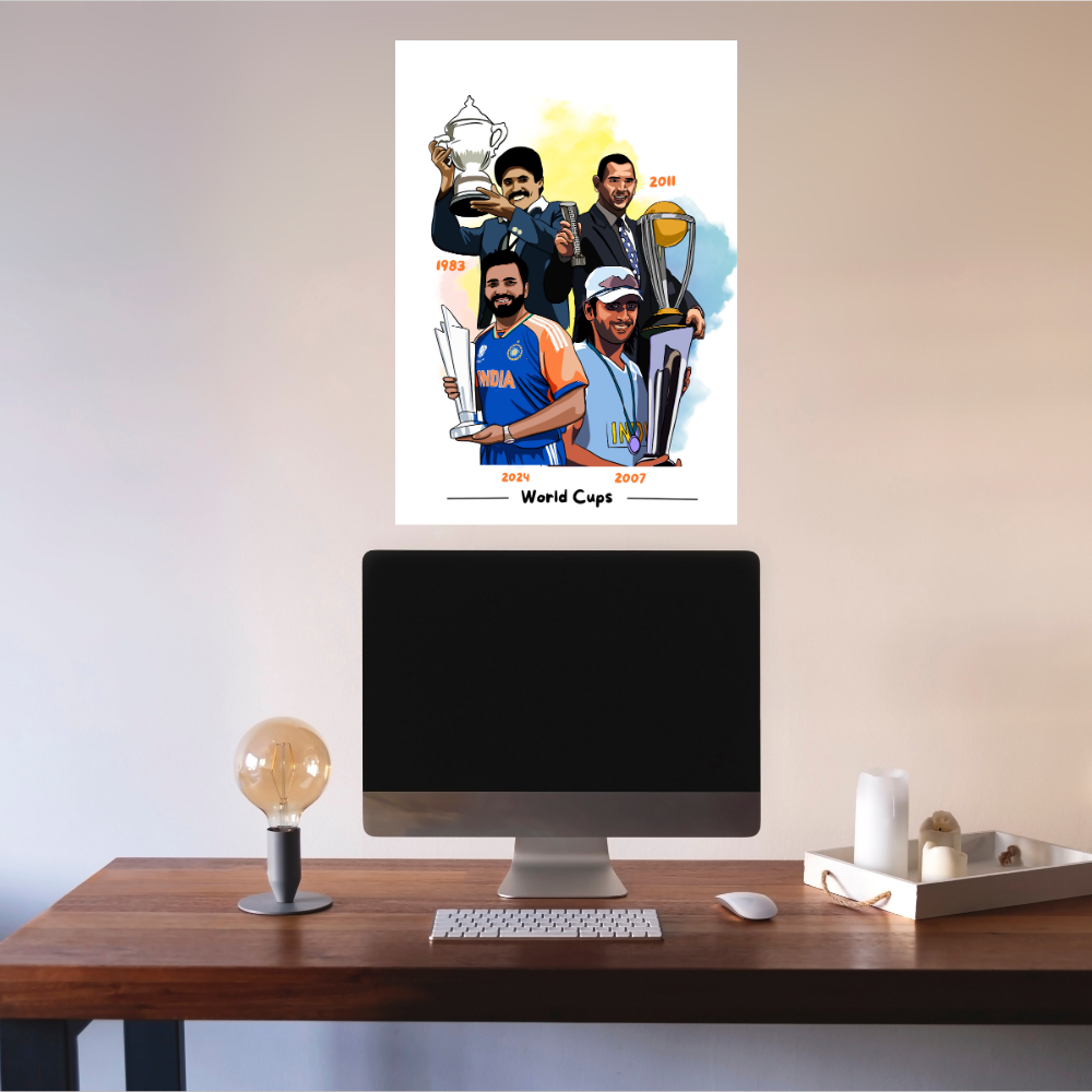 Indian Cricket Players Poster Combo Posters For wall decoration home bedroom living room Paintings Hostel Boys Ideal Gift For Cricket Fans Indian Cricketers Dhoni, Kohli, Yuvraj Singh, Rohit Sharma, Hardik Pandya Painting with frame or without frame