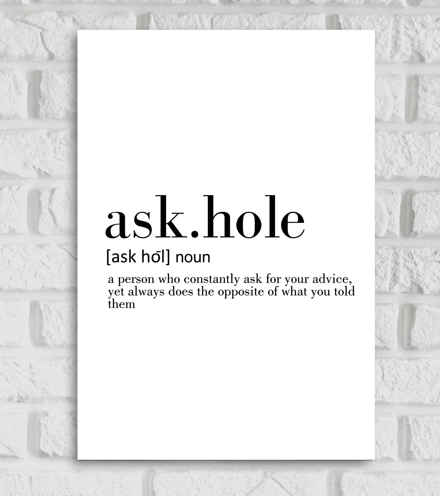 Ask. Hole Funny Dictionary Art work