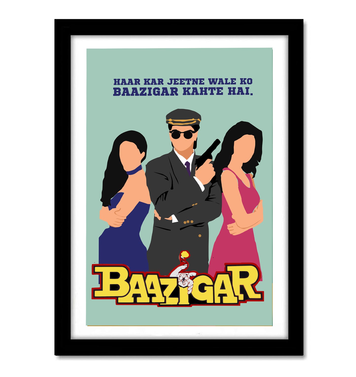 Baazigar Movie Shahrukh Khan Artwork Bollywood | Poster | Frame | Canvas