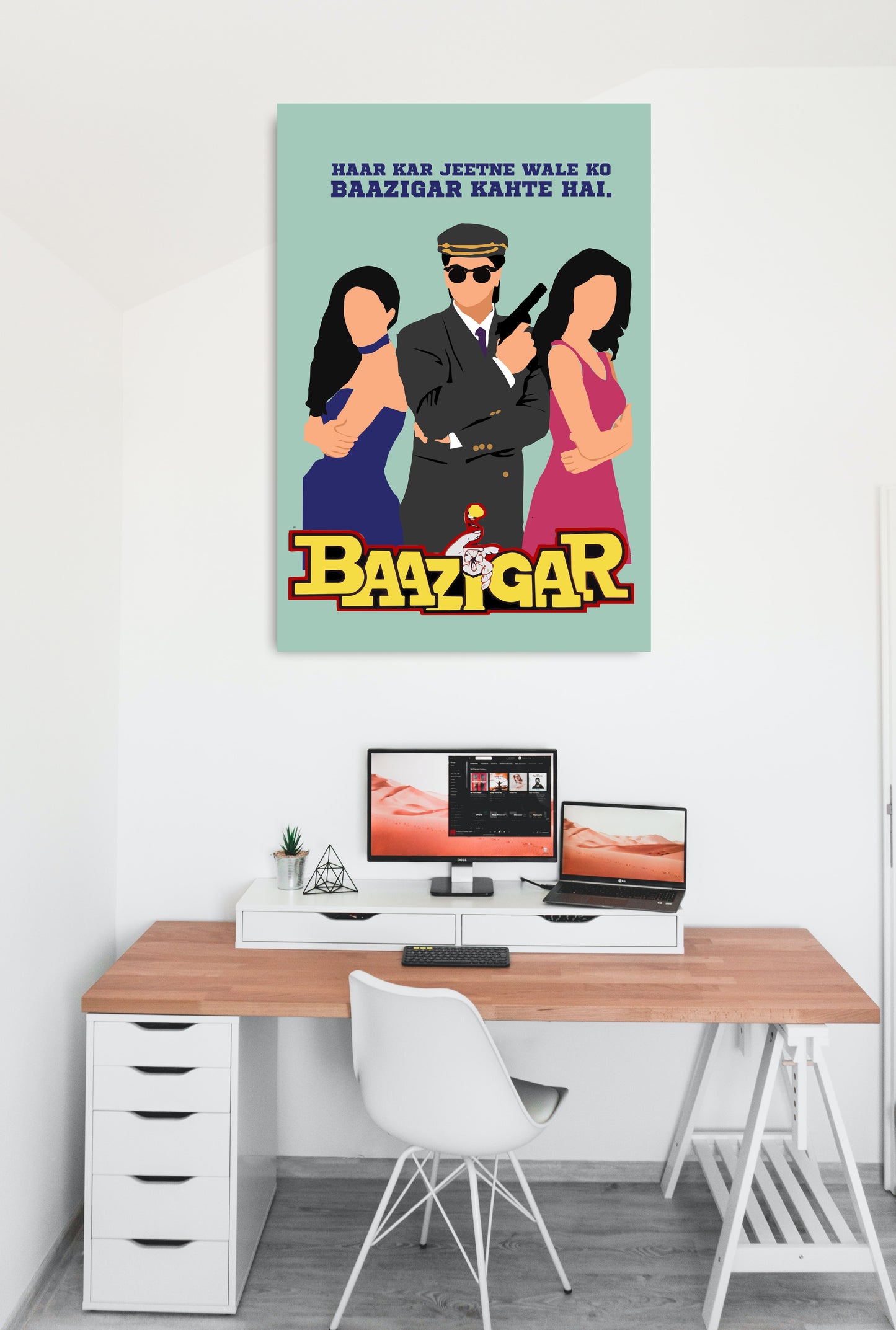 Baazigar Movie Shahrukh Khan Artwork Bollywood | Poster | Frame | Canvas