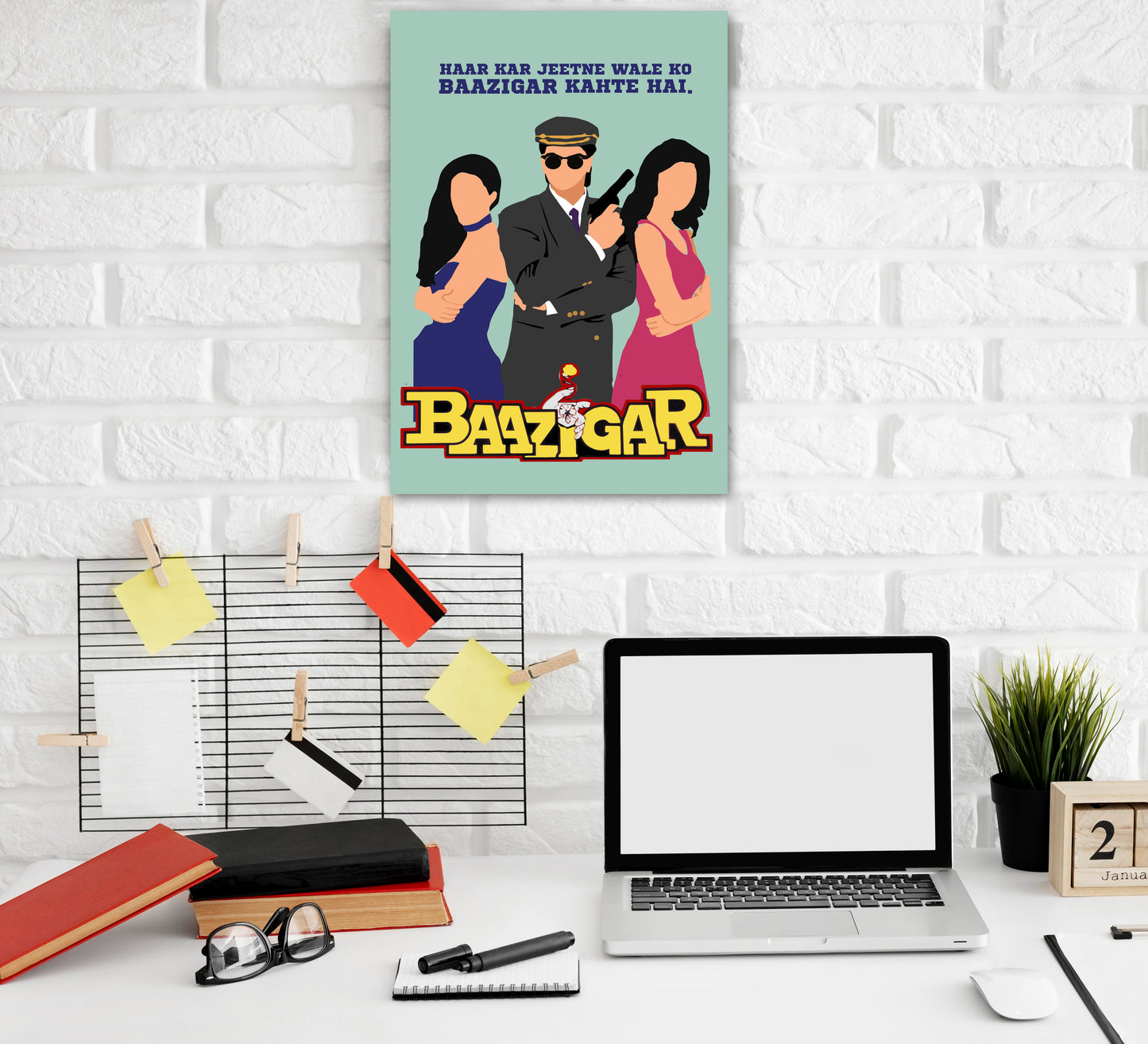 Baazigar Movie Shahrukh Khan Artwork Bollywood | Poster | Frame | Canvas