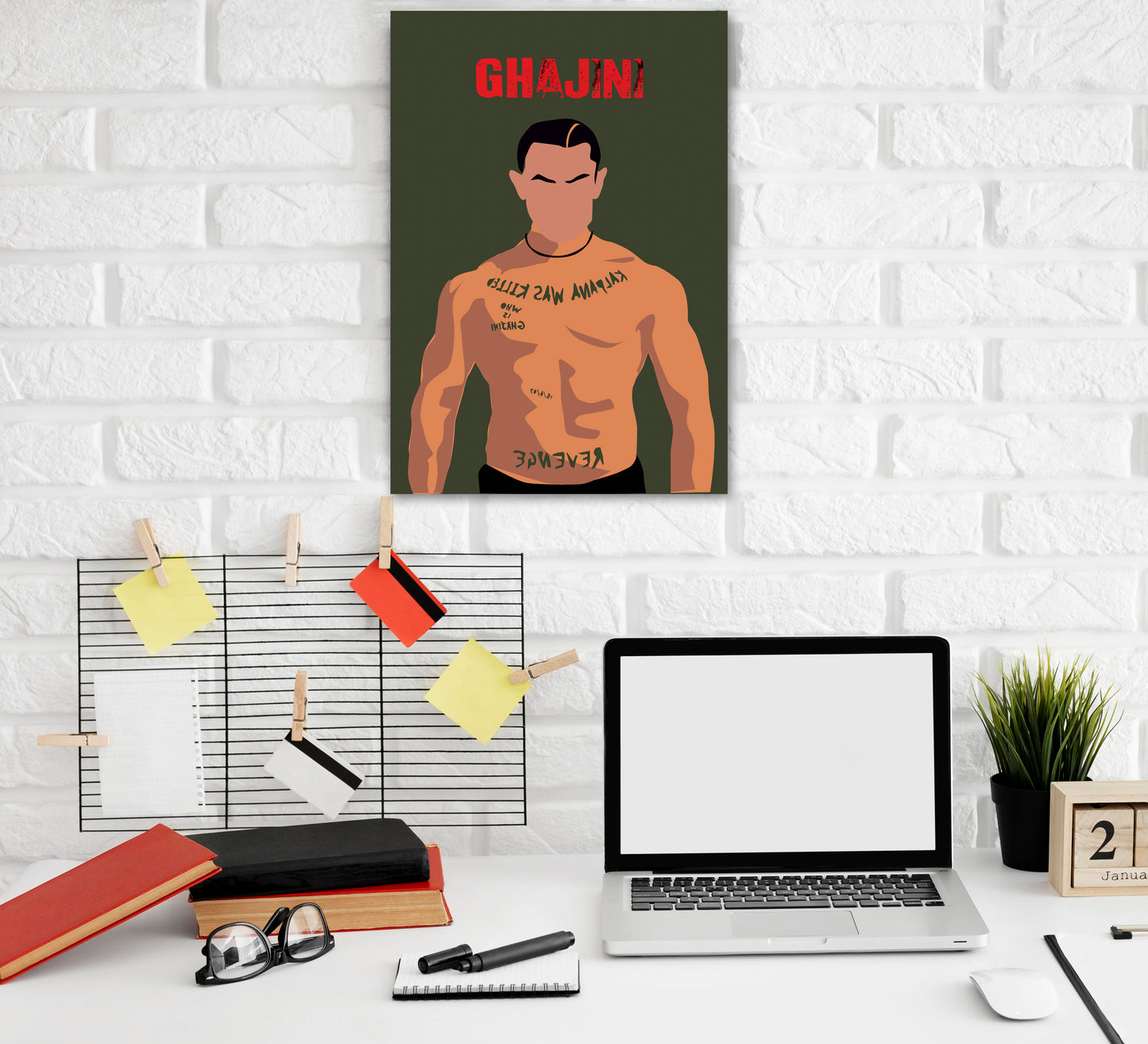 Ghajini Movie Amir Khan Artwork Bollywood | Poster | Frame | Canvas