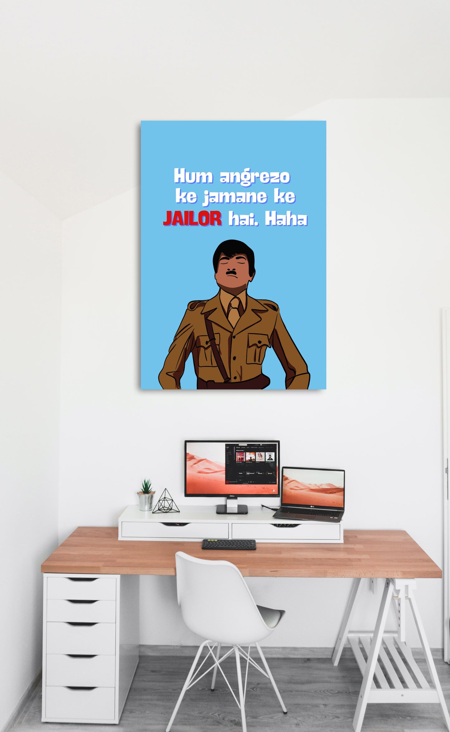 sholay Movie Jailor Funny Artwork Bollywood | Poster | Frame | Canvas