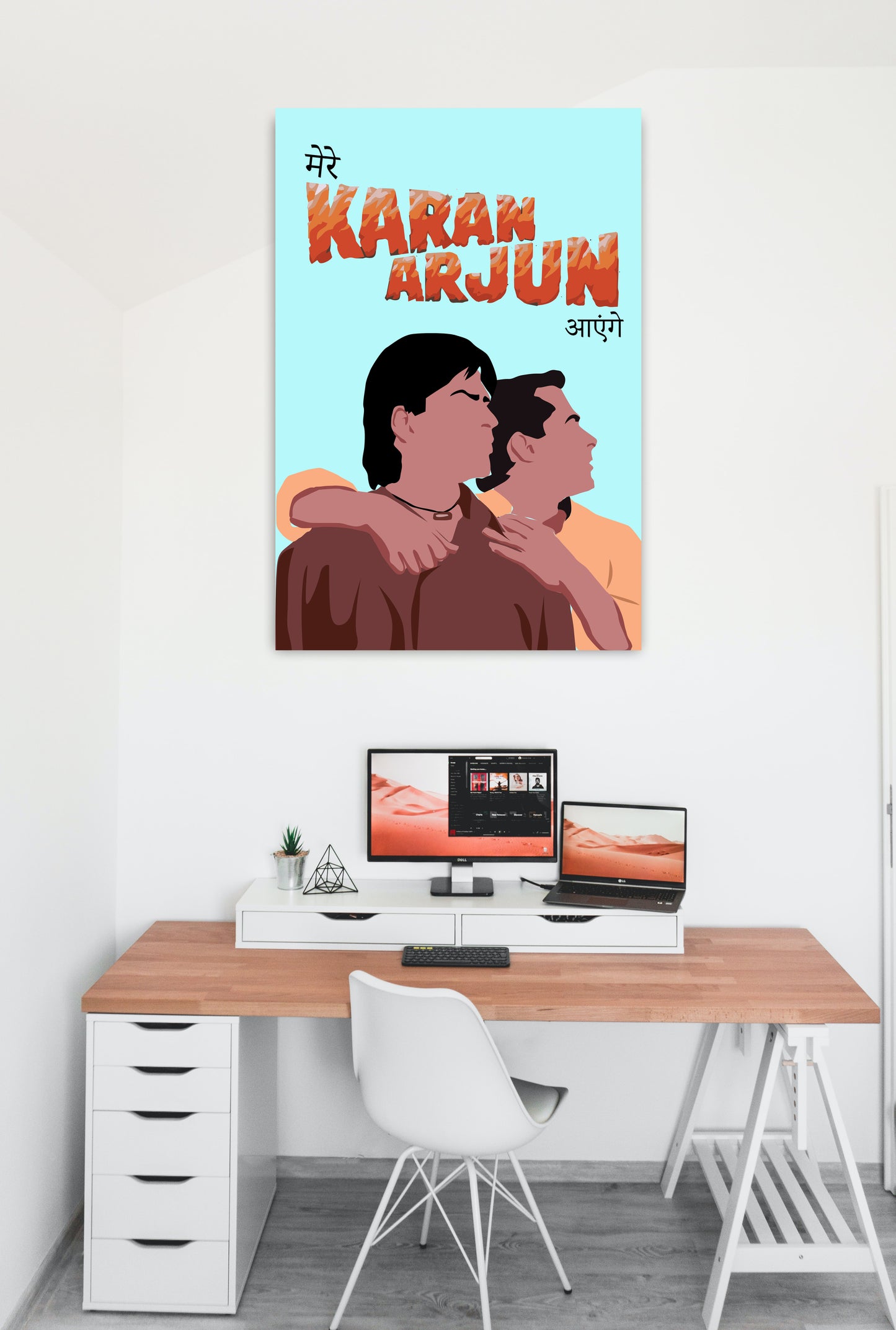 karan Arjun Movie Salman, shahrukh Khan Artwork Bollywood | Poster | Frame | Canvas